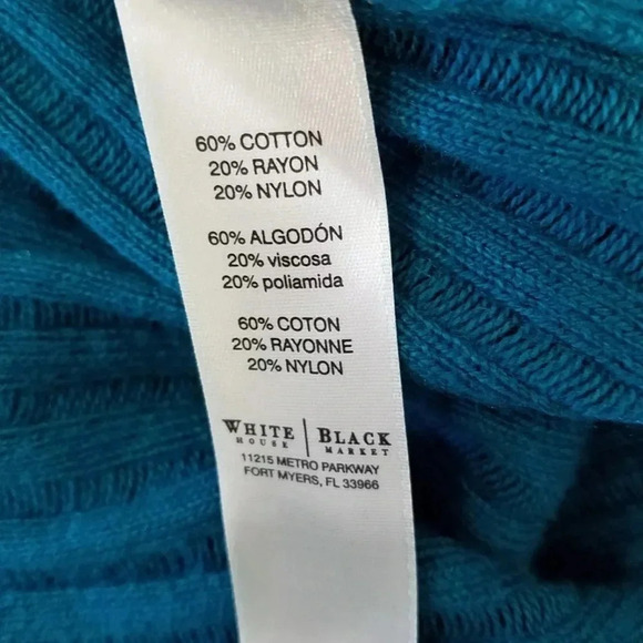 White House Black Market | Aqua Teal Sleeveless Open Front Waterfall Cardigan M - Picture 3 of 5